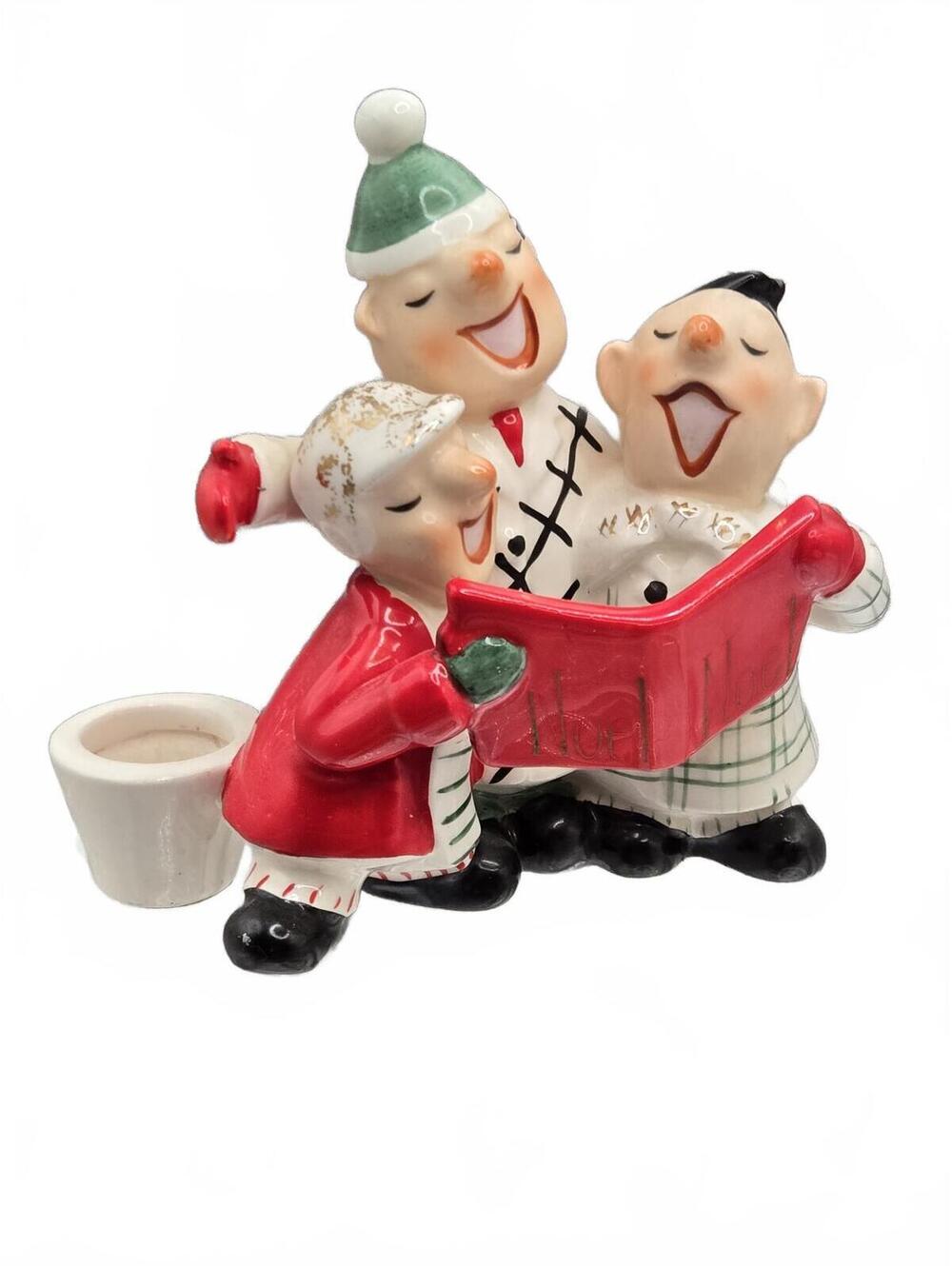 Holt Howard Trio of Christmas Carolers Double Candlestick 1959 Japan Vintage